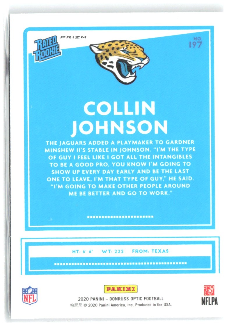 Collin Johnson Donruss Optic - Holo 197 2020 Jacksonville Jaguars