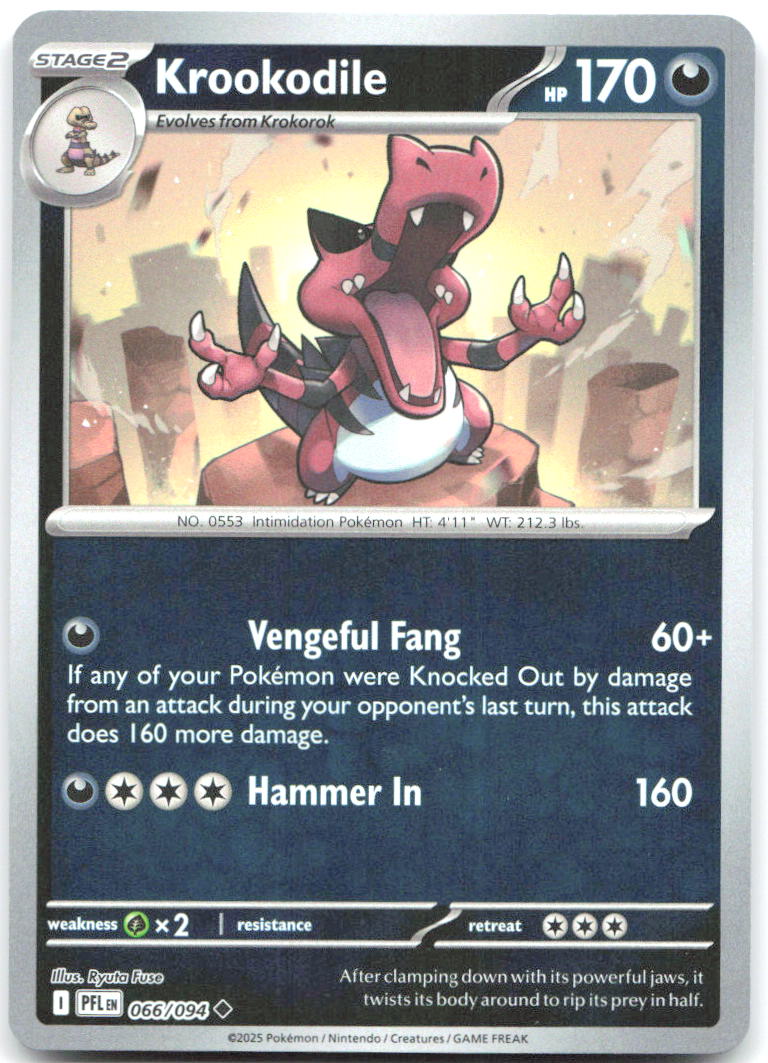 Krookodile Reverse Holo Uncommon ME02 Phantasmal Flames 066/094 NM Ryuta Fuse