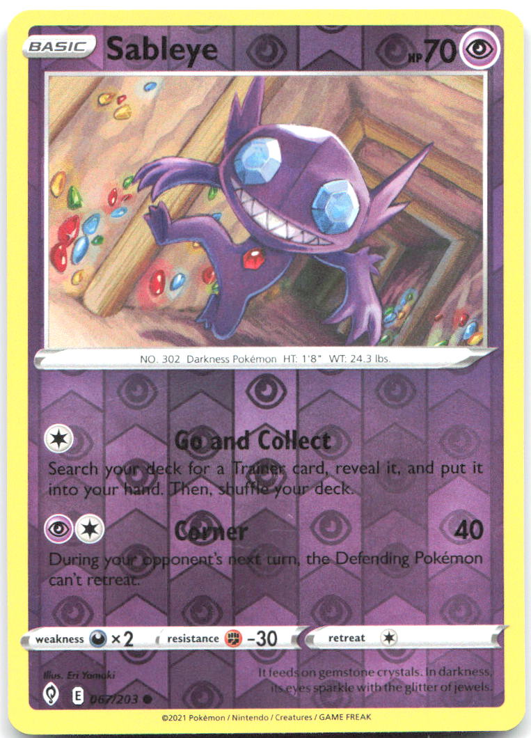 Sableye Reverse Holo Common SWSH07 Evolving Skies 067/203 NM Eri Yamaki