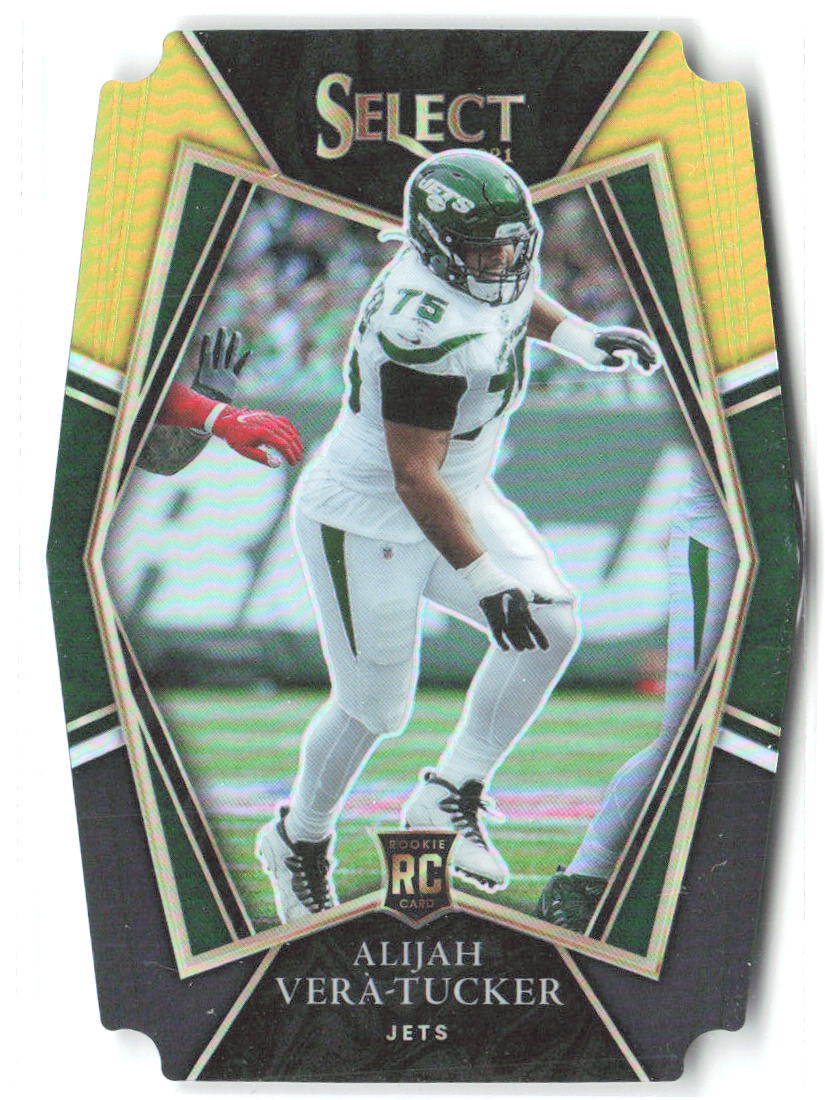 Alijah Vera-Tucker Select - Black and Gold Prizm Die Cut 186 2021 New York Jets