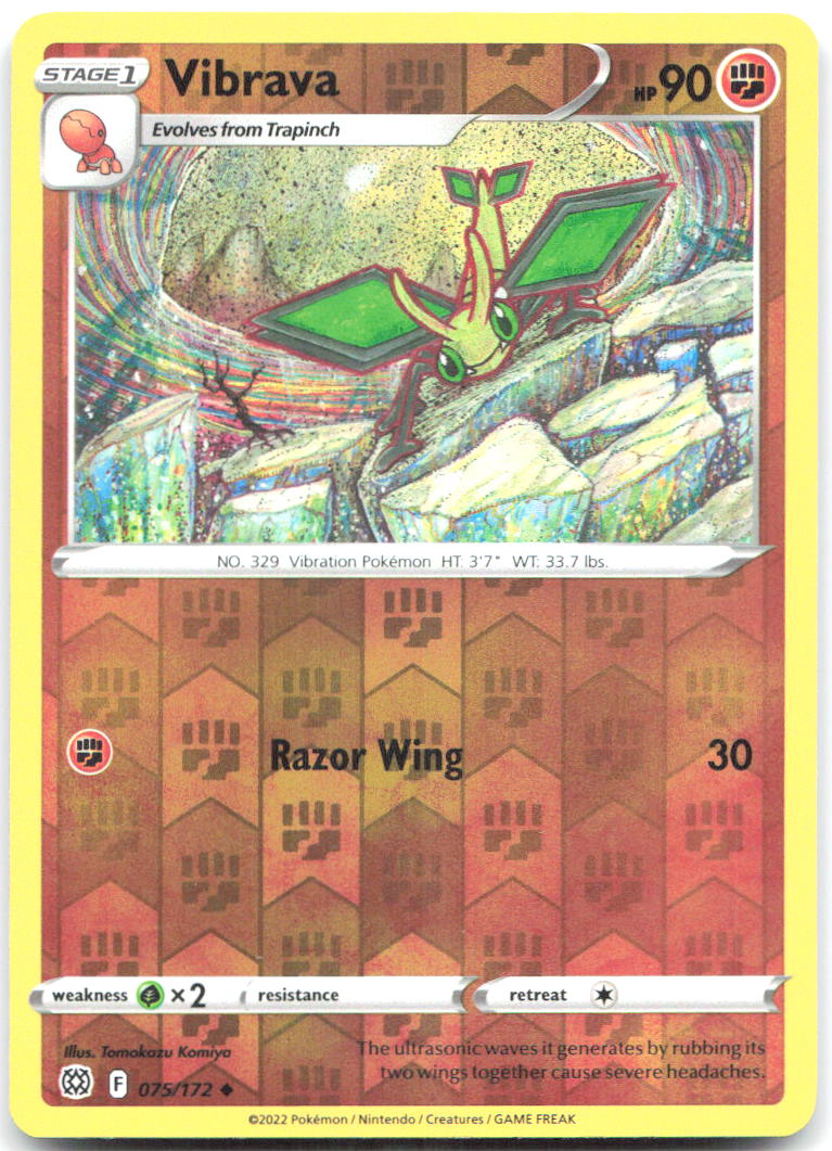 Vibrava Reverse Holo Uncommon SWSH09 Brilliant Stars 075/172 NM