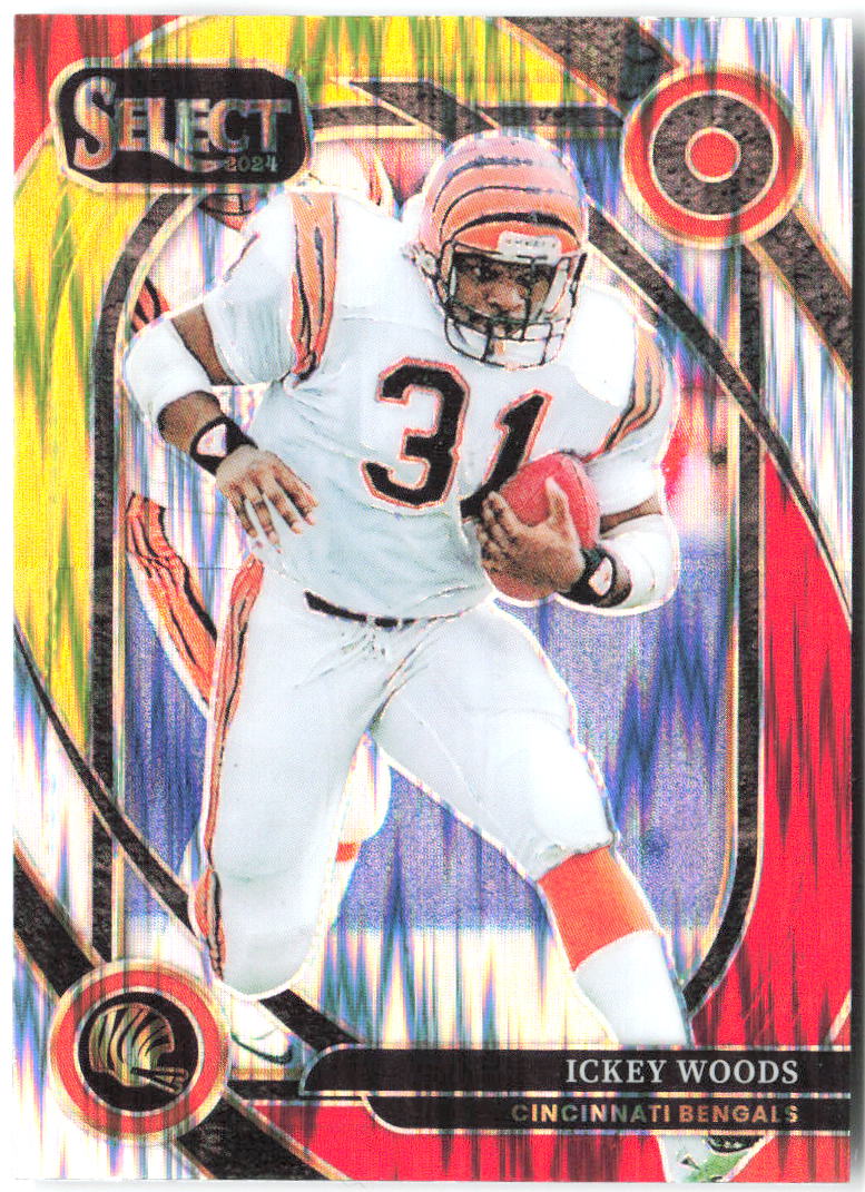 Ickey Woods Panini Select - Red & Yellow Prizm Shock 260 2024 Cincinnati Bengals