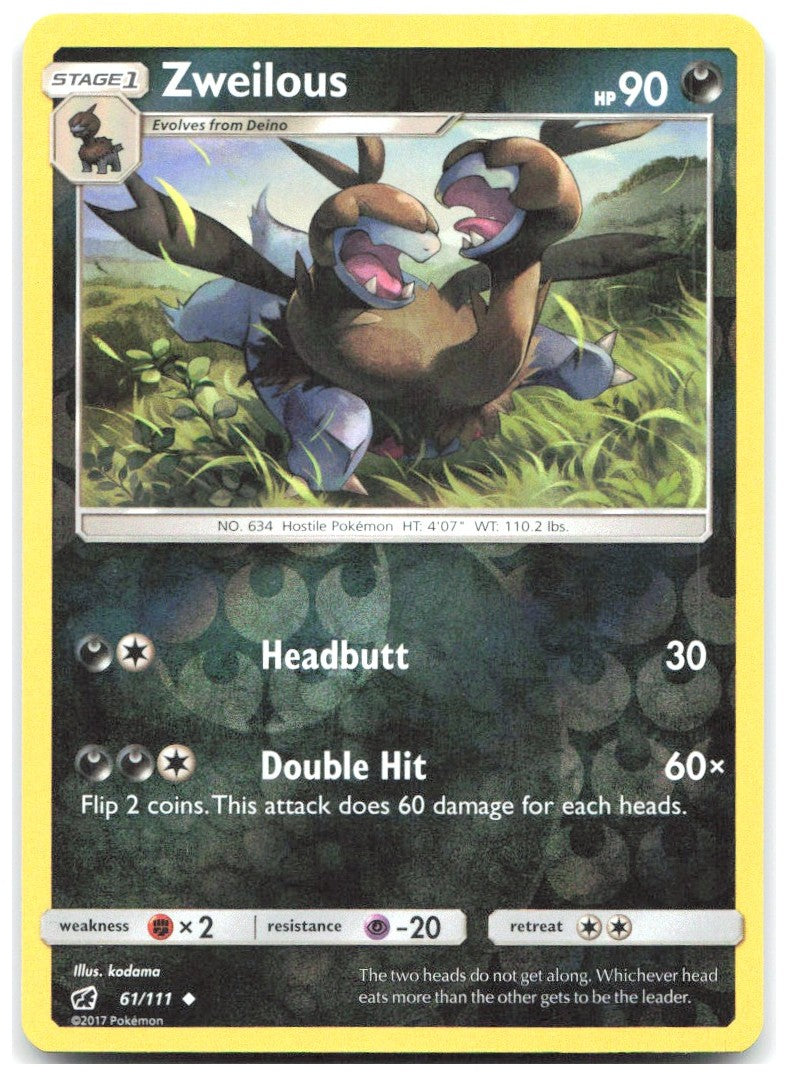 Zweilous Reverse Holo Uncommon SM Crimson Invasion 61/111 NM kodama