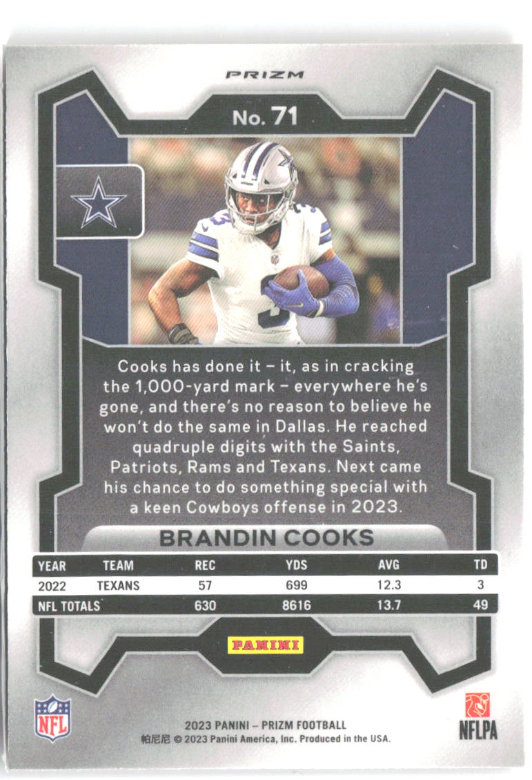 Brandin Cooks Panini Prizm - Lazer 71 2023 Dallas Cowboys