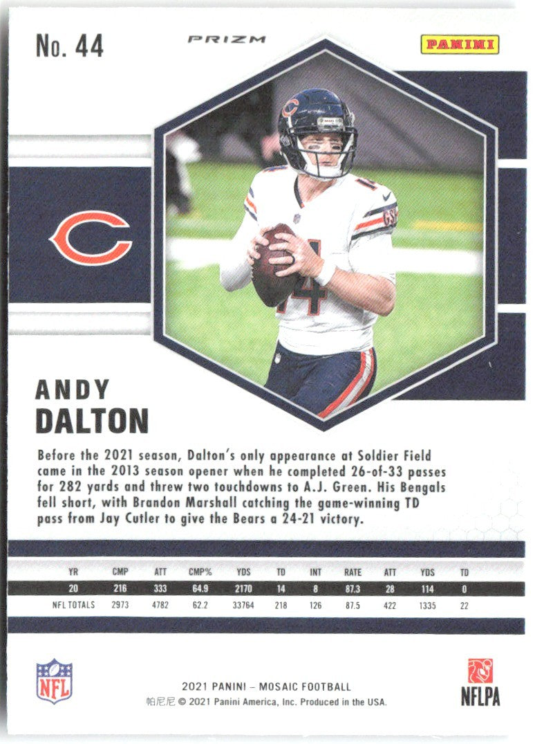 Andy Dalton Panini Mosaic - Prizm Reactive Yellow 44 2021 Chicago Bears