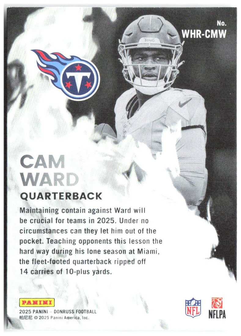Cam Ward Donruss - White Hot Rookies WHR-CMW 2025 Tennessee Titans