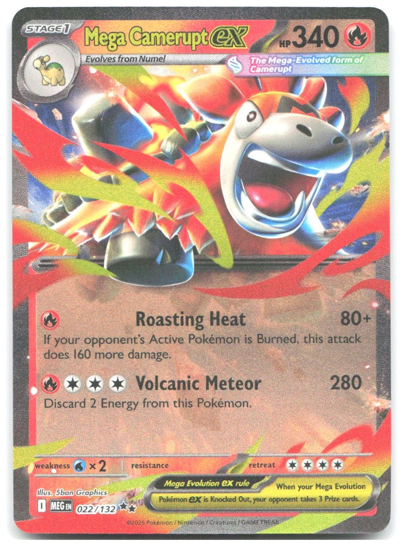 Mega Camerupt ex Holo Double Rare ME01 Mega Evolution 022/132 NM 5ban Graphics