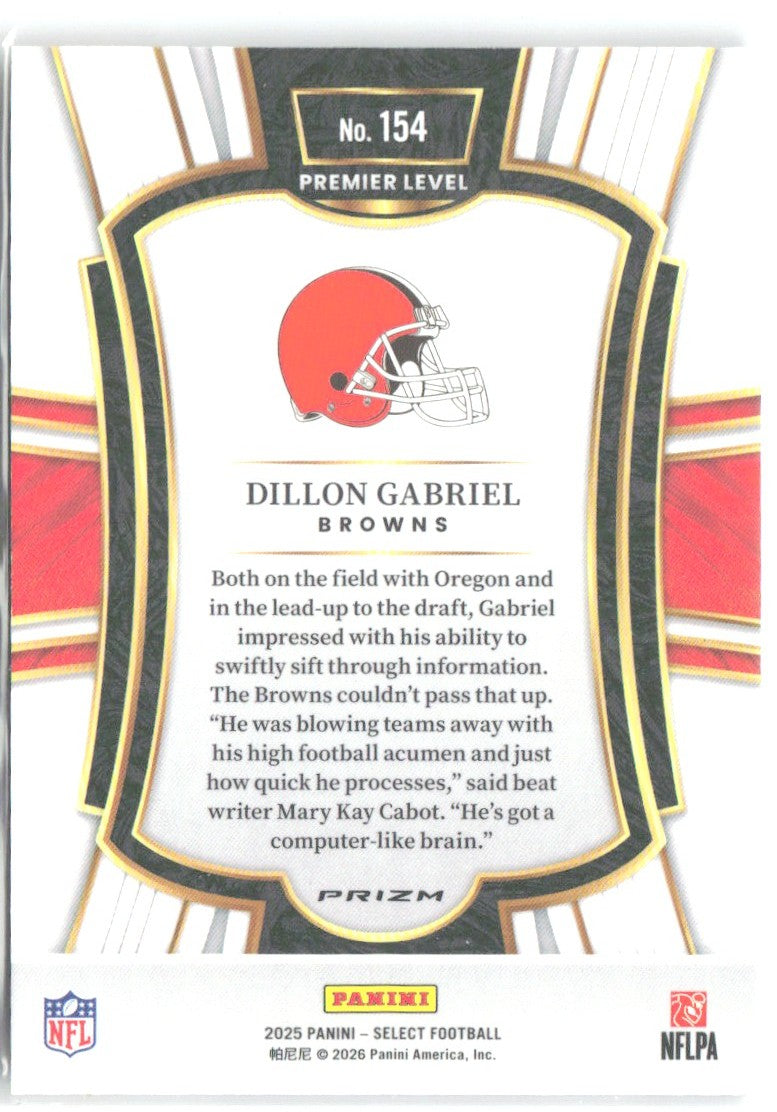 Dillon Gabriel Select - Black and Gold Prizm Shock 154 2025 Cleveland Browns