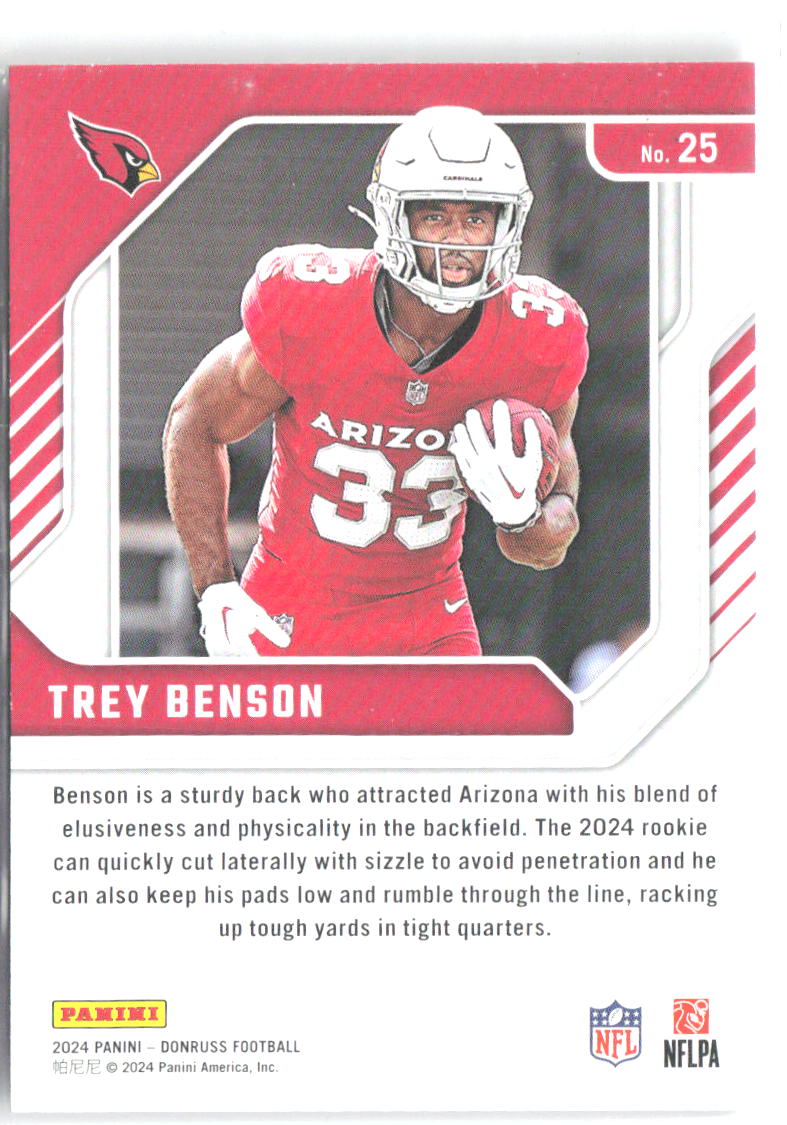 Trey Benson Donruss - Elite Series Rookies 25 2024 Arizona Cardinals