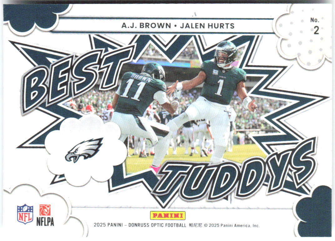 A.J. Brown/Jalen Hurts Donruss Optic - Best Tuddys 2 2025 Philadelphia Eagles