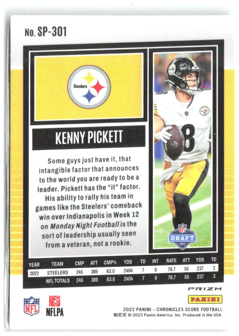 Kenny Pickett Chronicles - Score Premium Rookies Silver SP-301 2022 Steelers