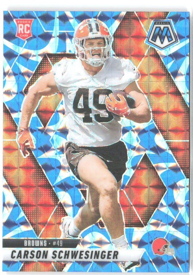 Carson Schwesinger Panini Mosaic Mosaic Reactive Blue 371 2025 Cleveland Browns