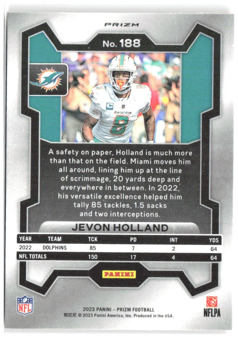 Jevon Holland Panini Prizm - Lazer 188 2023 Miami Dolphins