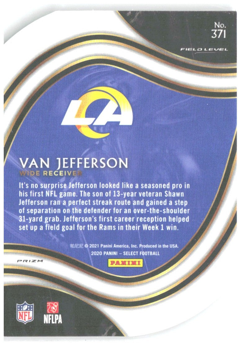 Van Jefferson Panini Select - Purple Prizm Die Cut 371 2020 Los Angeles Rams