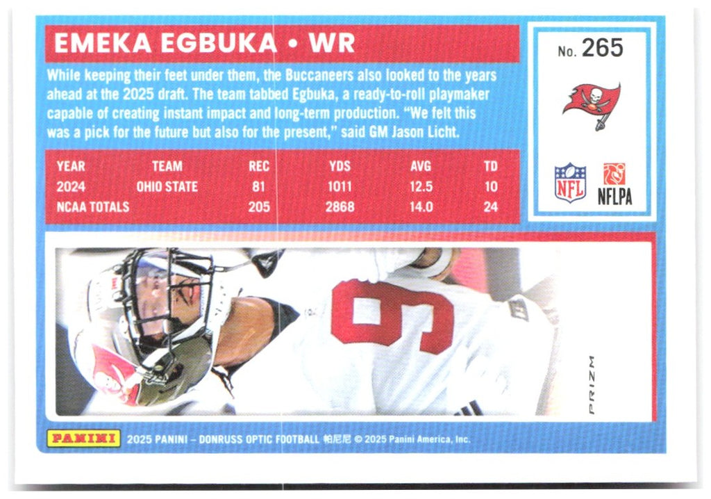 Emeka Egbuka Donruss Optic - Pink 265 2025 Tampa Bay Buccaneers