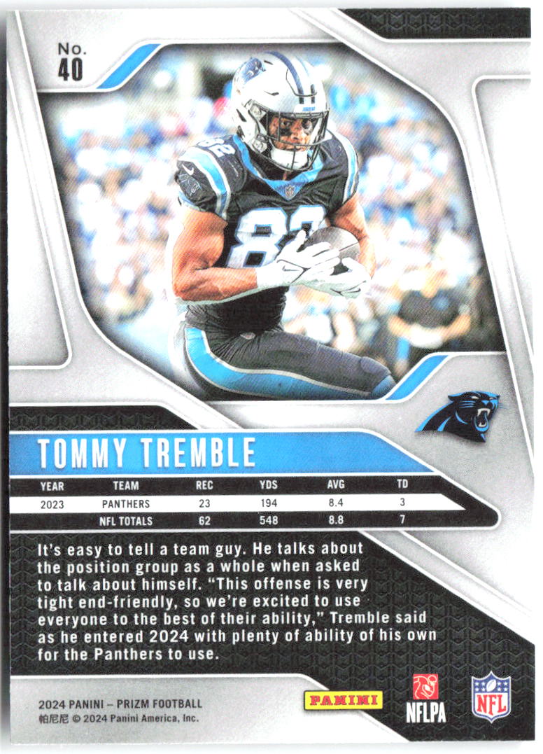 Tommy Tremble Panini Prizm 40 2024 Carolina Panthers