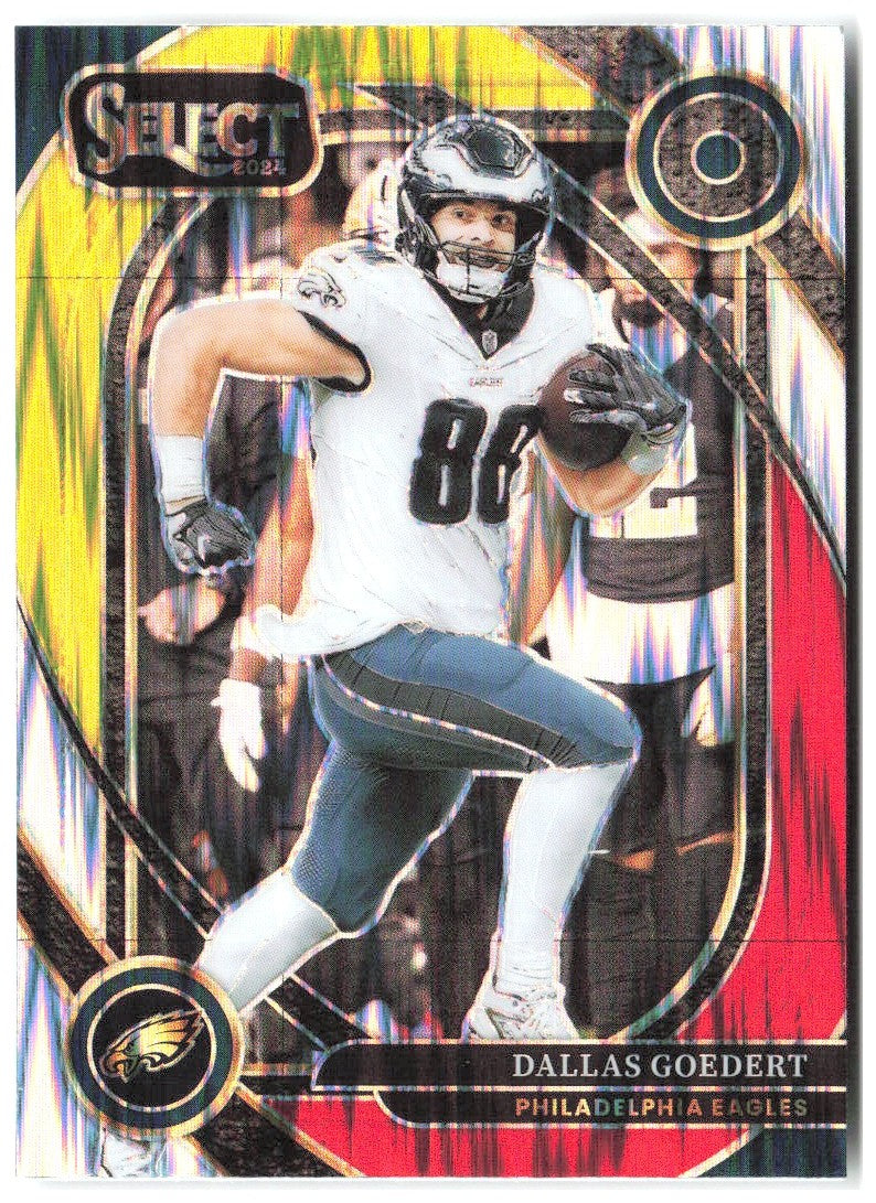 Dallas Goedert Select - Red & Yellow Prizm Shock 241 2024 Philadelphia Eagles