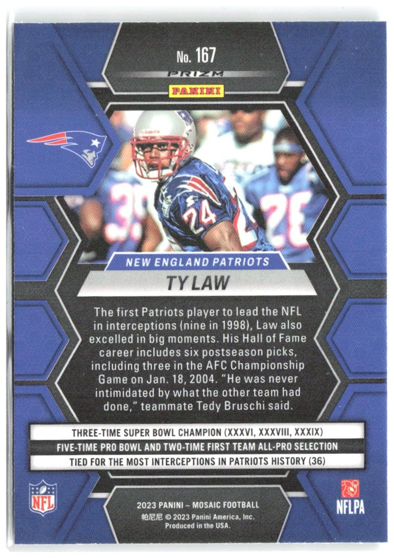 Ty Law Panini Mosaic - Green Mosaic 167 2023 New England Patriots