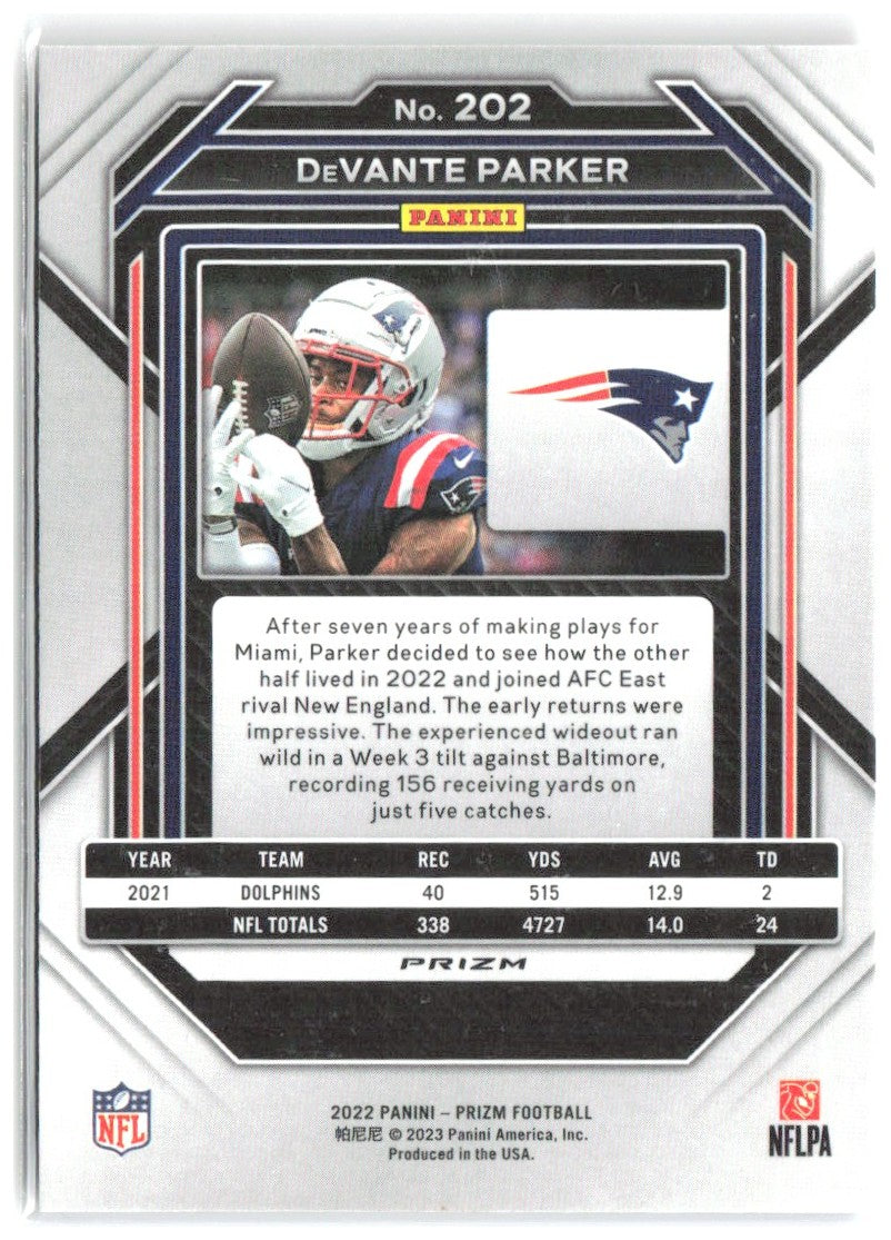 DeVante Parker Panini Prizm - Red White and Blue 202 2022 New England Patriots