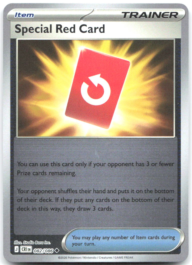 Special Red Card Reverse Holo Uncommon ME04: Chaos Rising 082/086 NM Studio Bora Inc