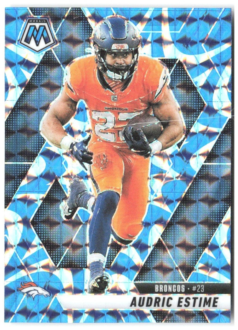 Audric Estime Panini Mosaic - Mosaic Reactive Blue 208 2025 Denver Broncos