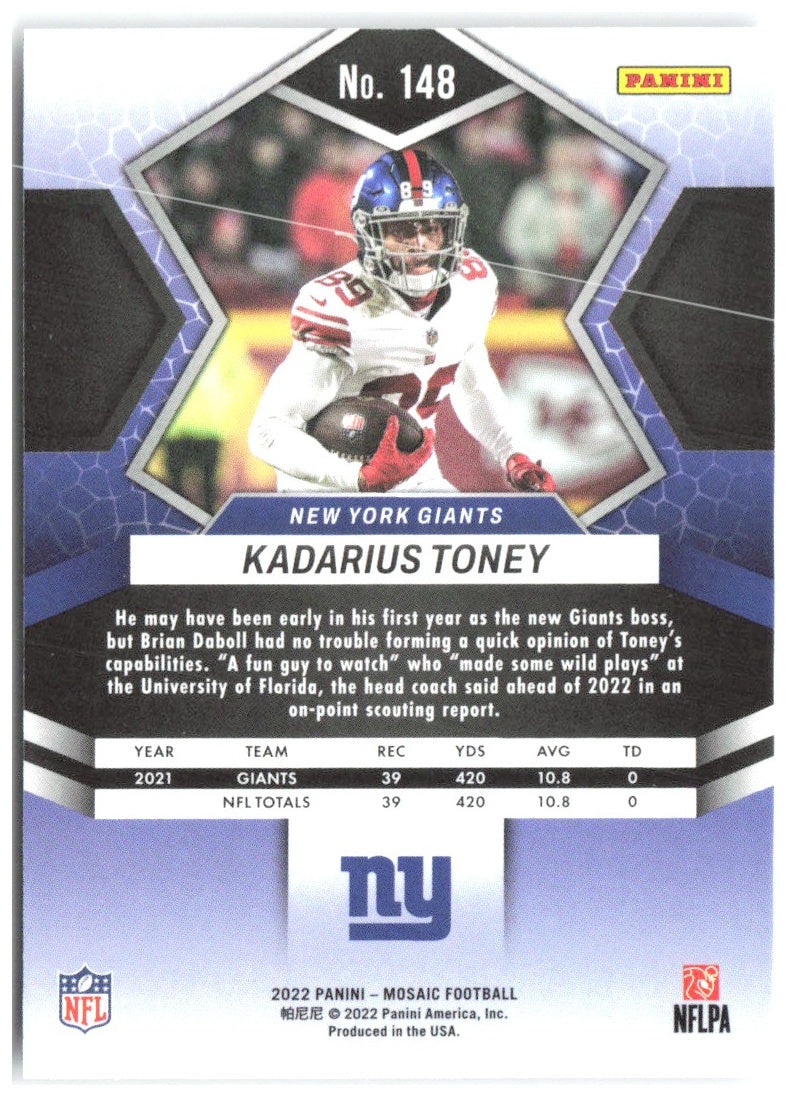 Kadarius Toney Panini Mosaic 148 2022 New York Giants