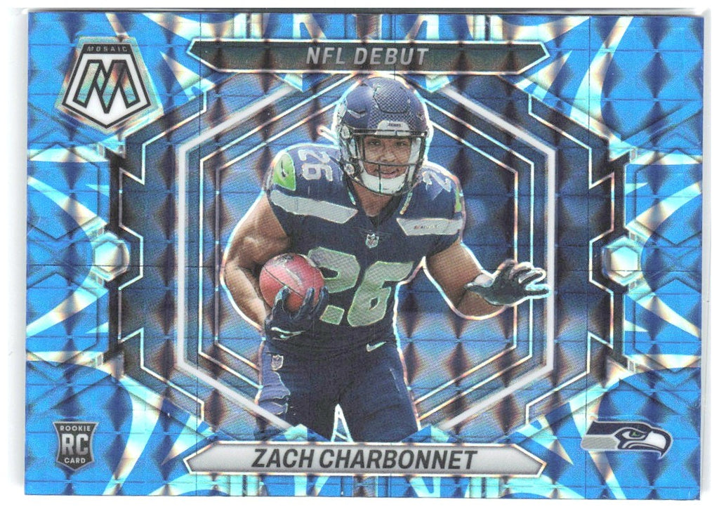 Zach Charbonnet Panini Mosaic - Reactive Blue Mosaic ND-11 2023 Seattle Seahawks