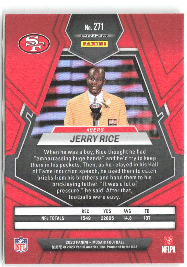 Jerry Rice Panini Mosaic - Reactive Yellow Mosaic 271 2023 San Francisco 49ers