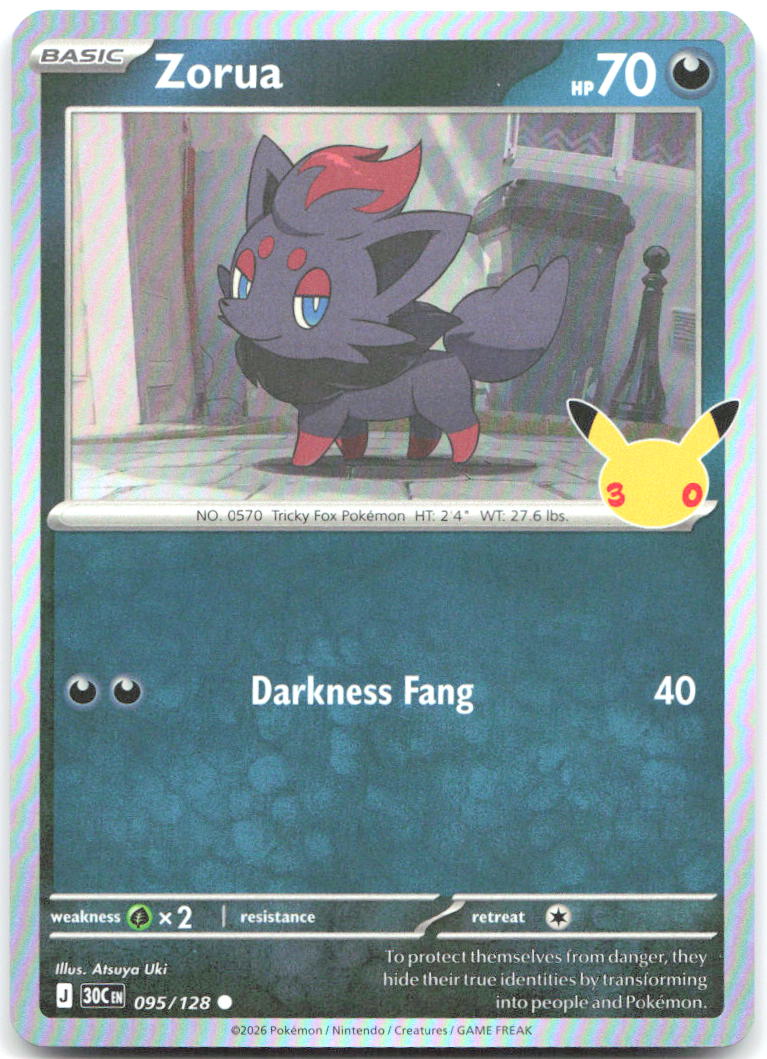 Zorua Holo Common ME 30th Celebration 095/128 NM Atsuya Uki