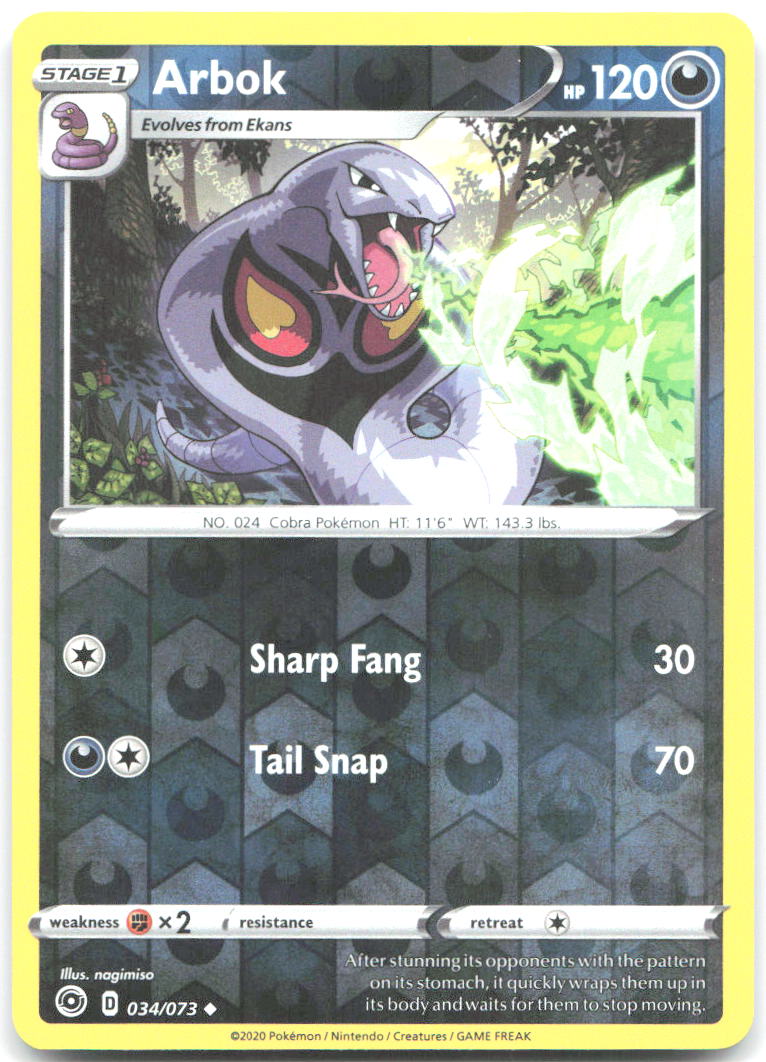 Arbok Reverse Holo Uncommon Champion's Path 34/73 NM nagimiso