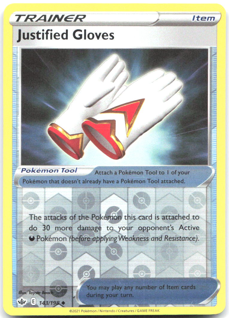 Justified Gloves Reverse Holo SWSH06 Chilling Reign 143/198 NM Toyste Beach