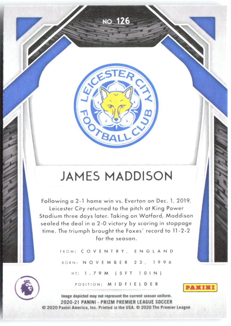 James Maddison Panini Prizm Premier League 126 2020-21 Leicester City