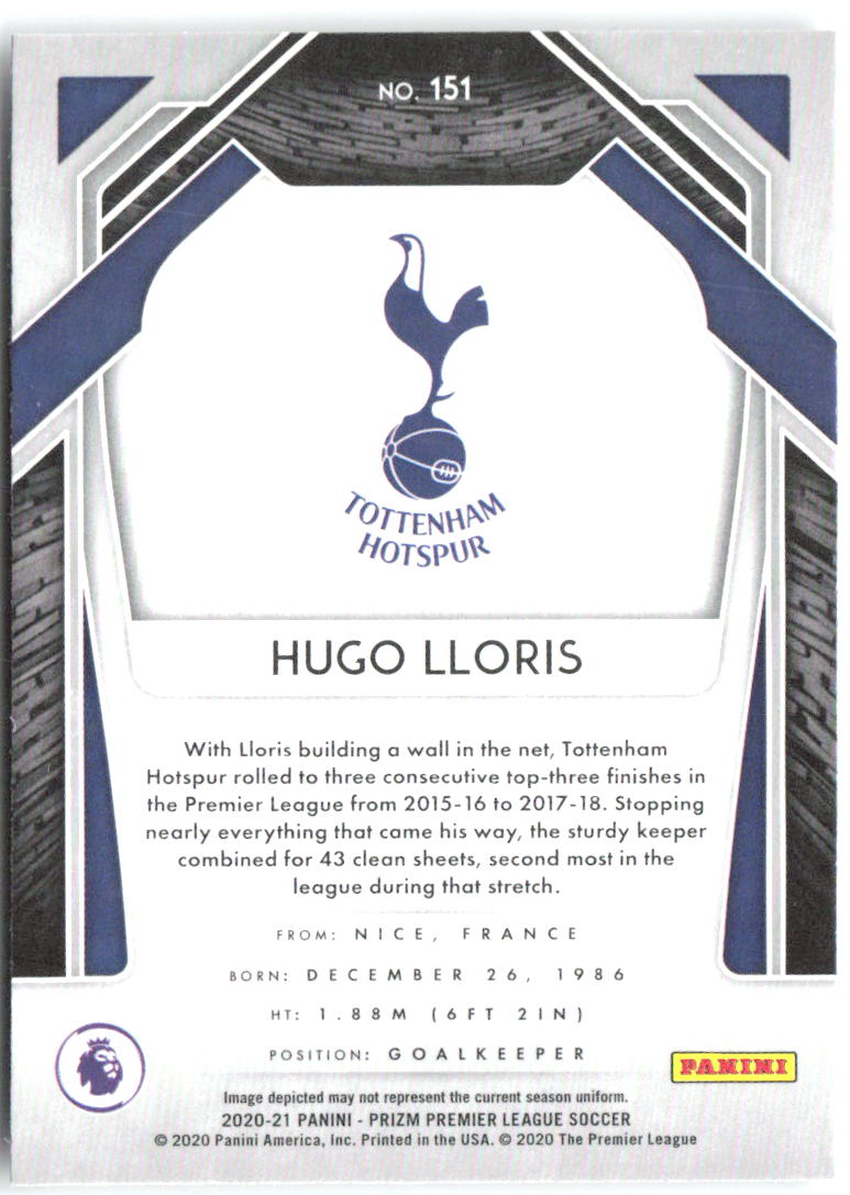 Hugo Lloris Panini Prizm Premier League 151 2020-21 Tottenham Hotspur
