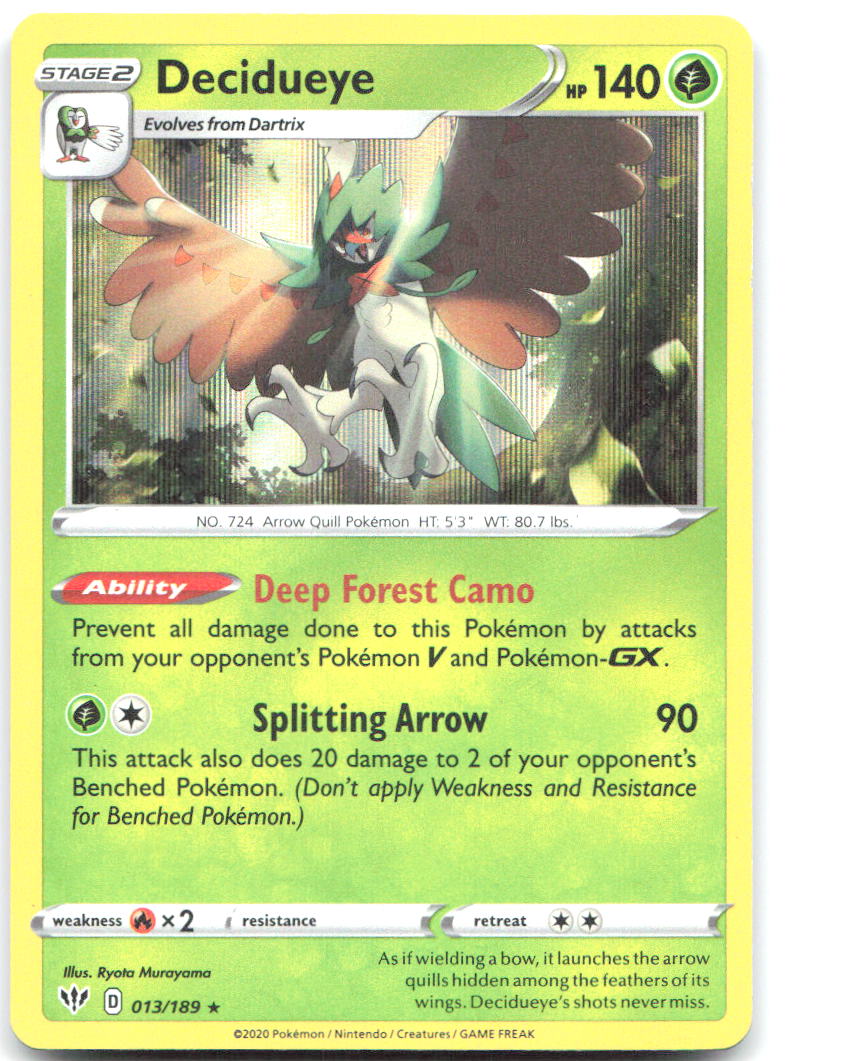 Decidueye Holo Rare SWSH03 Darkness Ablaze 013/189 NM Ryota Murayama