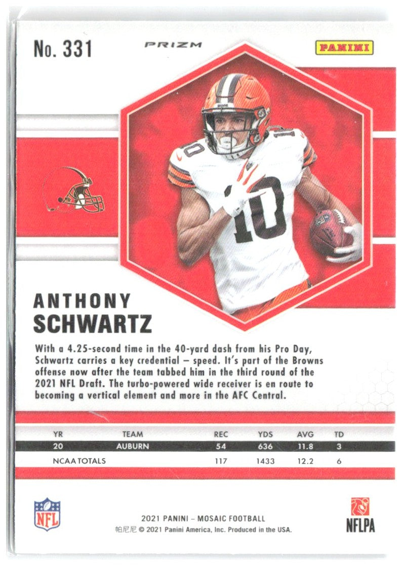 Anthony Schwartz Panini Mosaic - Prizm 331 2021 Cleveland Browns