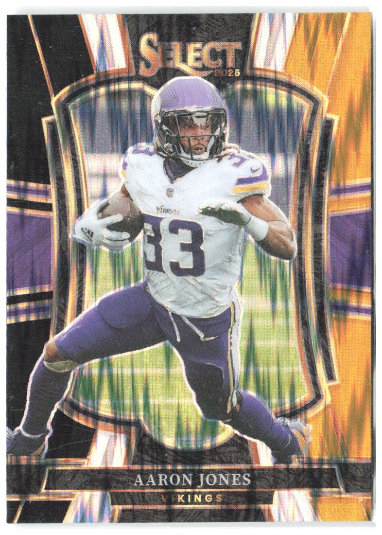 Aaron Jones Panini Select Black and Gold Prizm Shock 165 2025 Minnesota Vikings