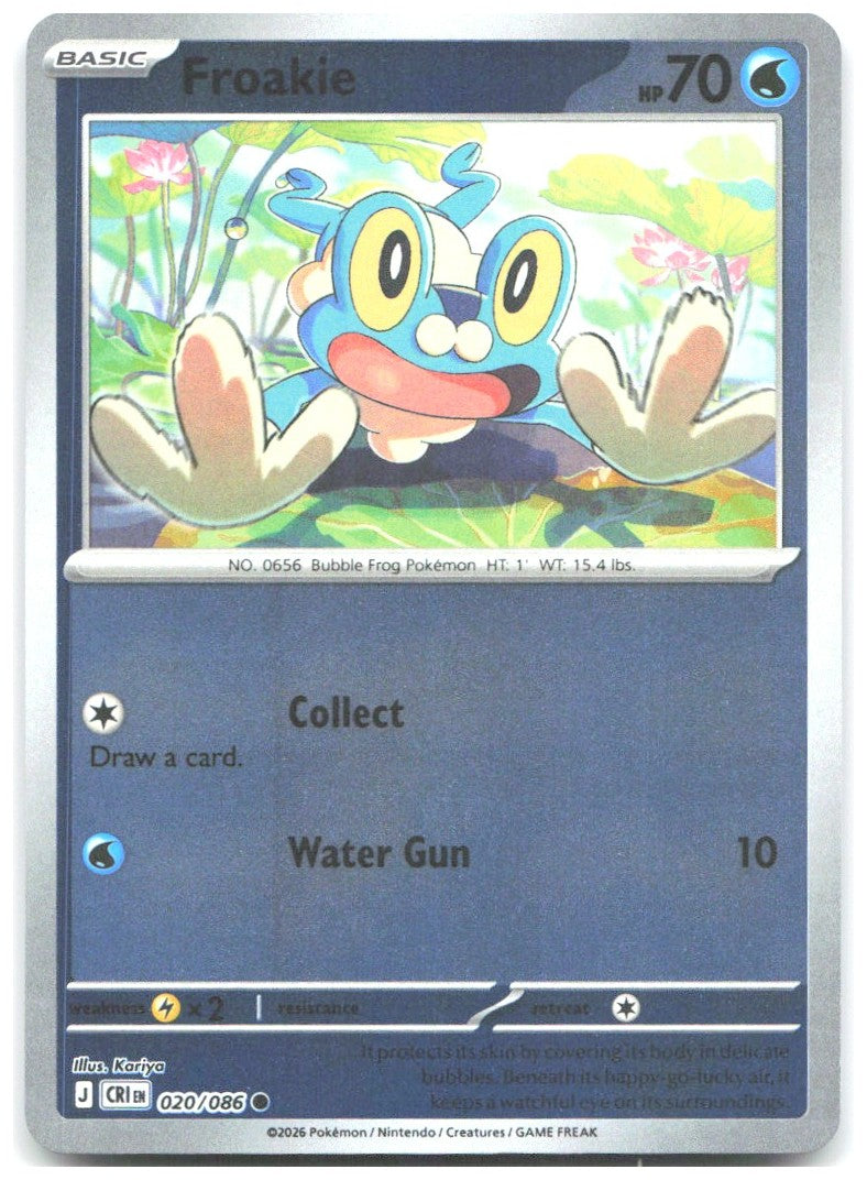 Froakie Reverse Holo Common ME04 Chaos Rising 020/086 NM Kariya