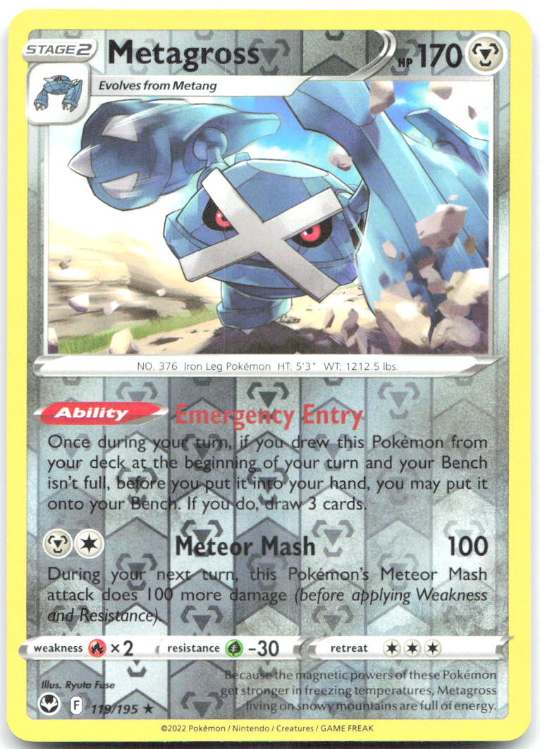Metagross Reverse Holo Holo Rare SWSH12 Silver Tempest 119/195 NM Ryuta Fuse