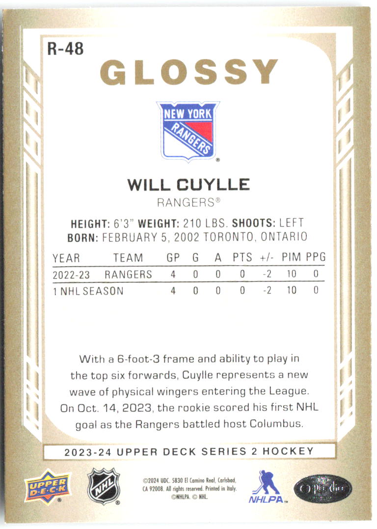 Will Cuylle Upper Deck - O-Pee-Chee Glossy Gold R-48 2023-24 New York Rangers
