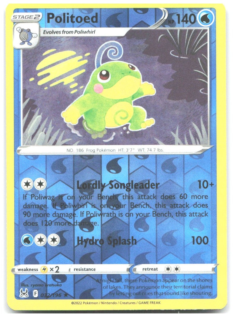 Politoed Reverse Holo Rare SWSH11 Lost Origin 032/196 NM ryoma uratsuka