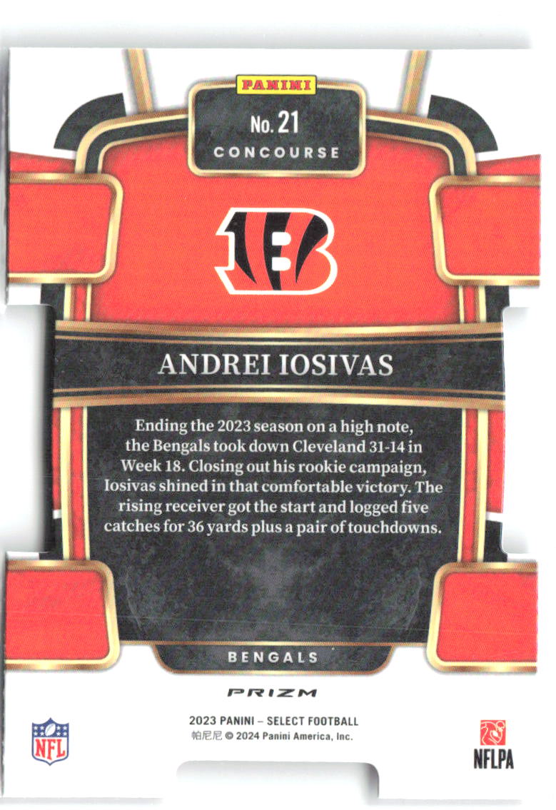 Andrei Iosivas Select - Black and Red Prizms Die Cuts 21 2023 Cincinnati Bengals
