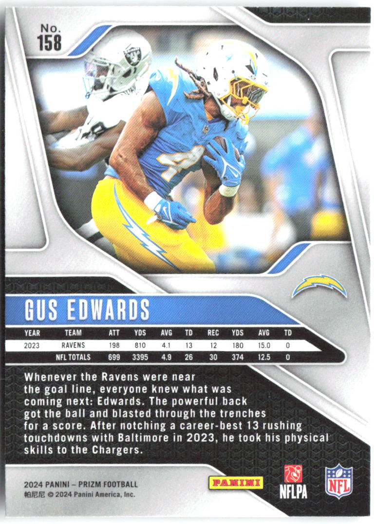 Gus Edwards Panini Prizm 158 2024 Los Angeles Chargers