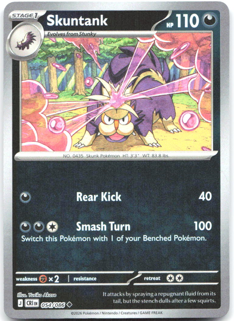 Skuntank Reverse Holo Uncommon ME04: Chaos Rising 054/086 NM Yuriko Akase