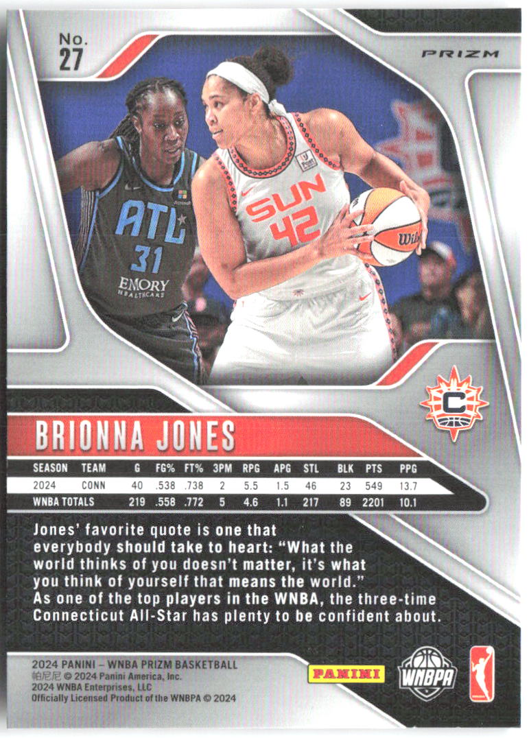 Brionna Jones Panini Prizm WNBA - WNBA Logo Prizms 27 2024 Connecticut Sun