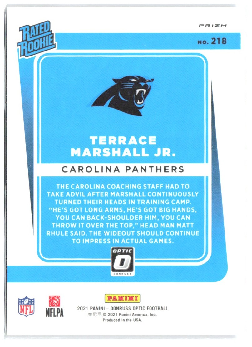 Terrace Marshall Jr. Donruss Optic - Purple Shock 218 2021 Carolina Panthers
