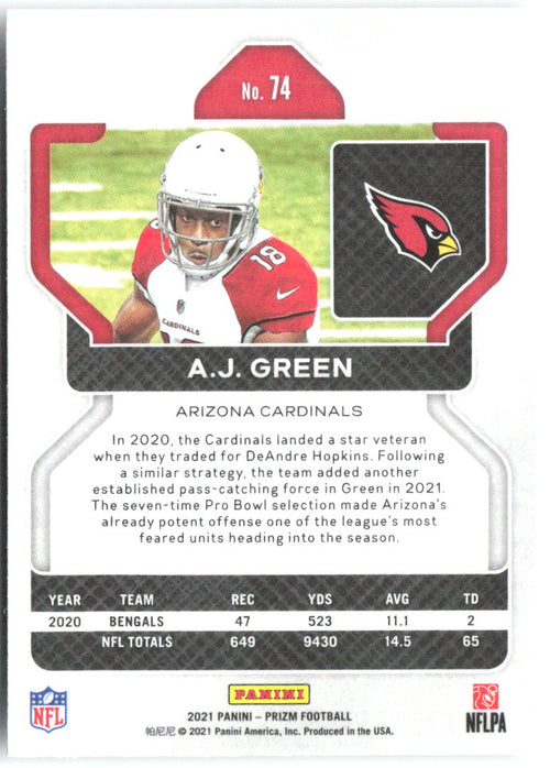 A.J. Green Base Panini Prizm 74 NM