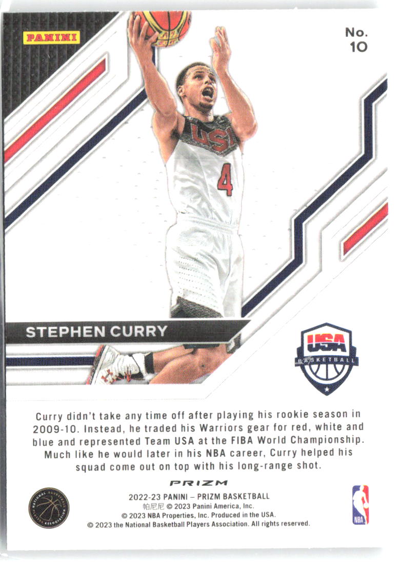 Stephen Curry Panini Prizm - USA Basketball Prizms Silver 10 2022-23 USA