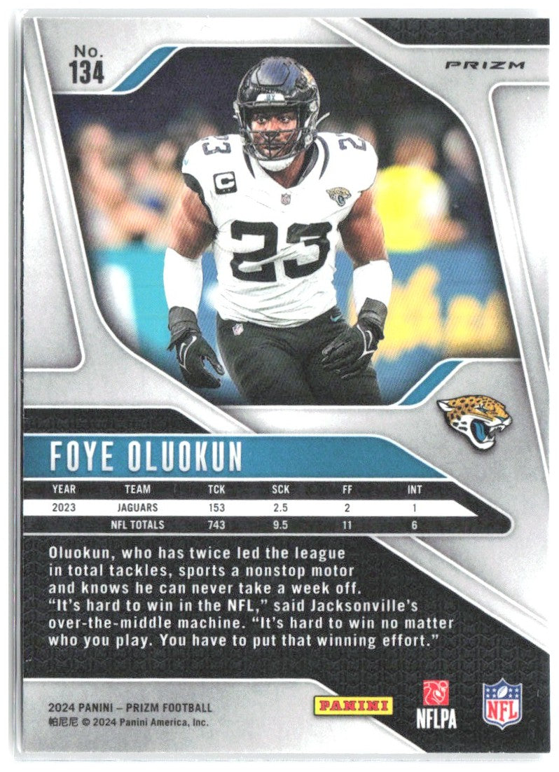 Foye Oluokun Panini Prizm - Silver 134 2024 Jacksonville Jaguars