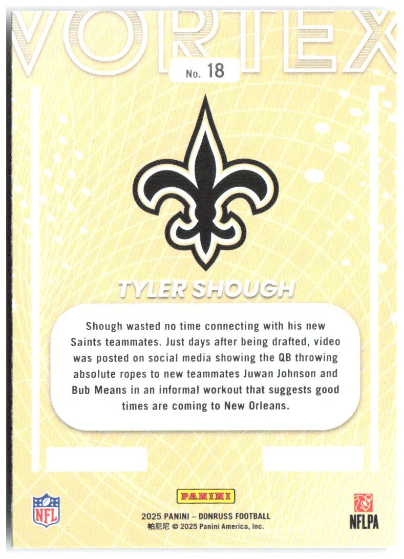 Tyler Shough Donruss - Vortex 18 2025 New Orleans Saints