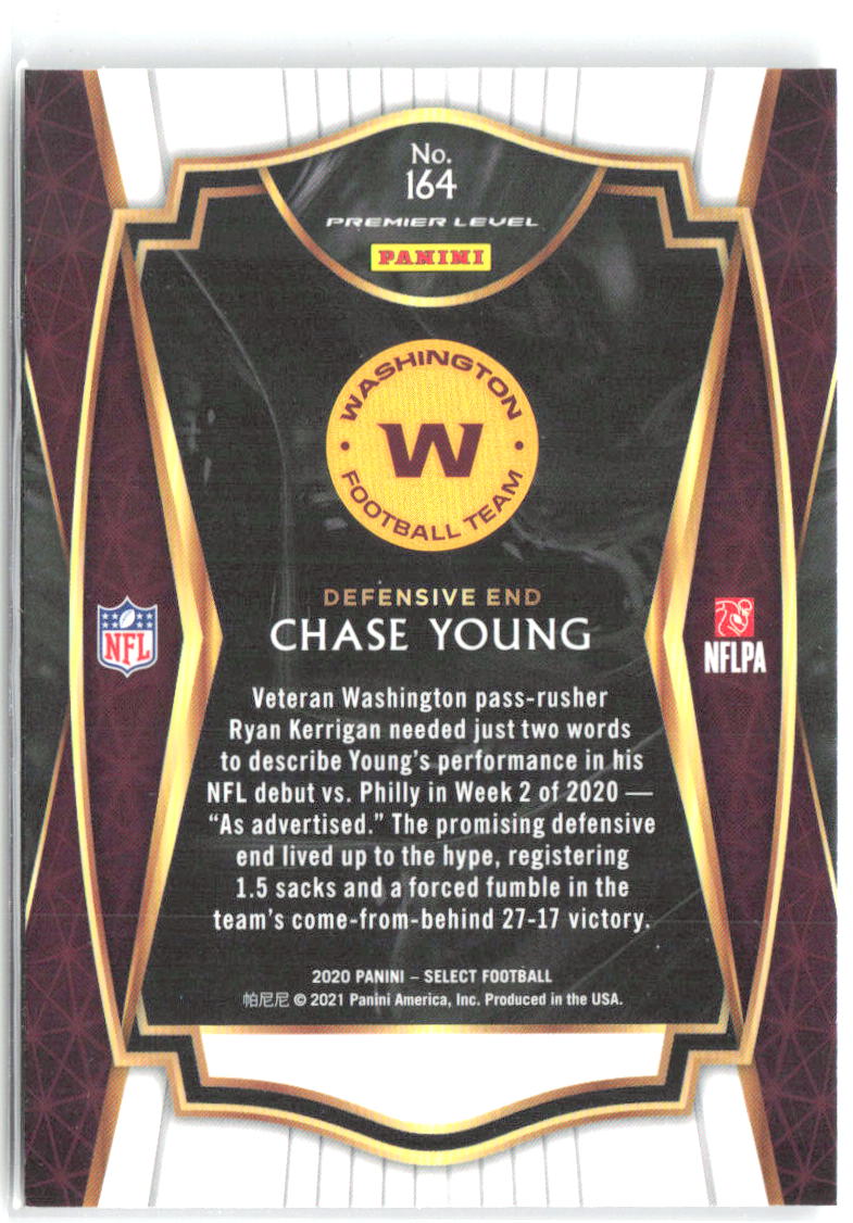 Chase Young Panini Select 164 2020 Washington Football Team RC
